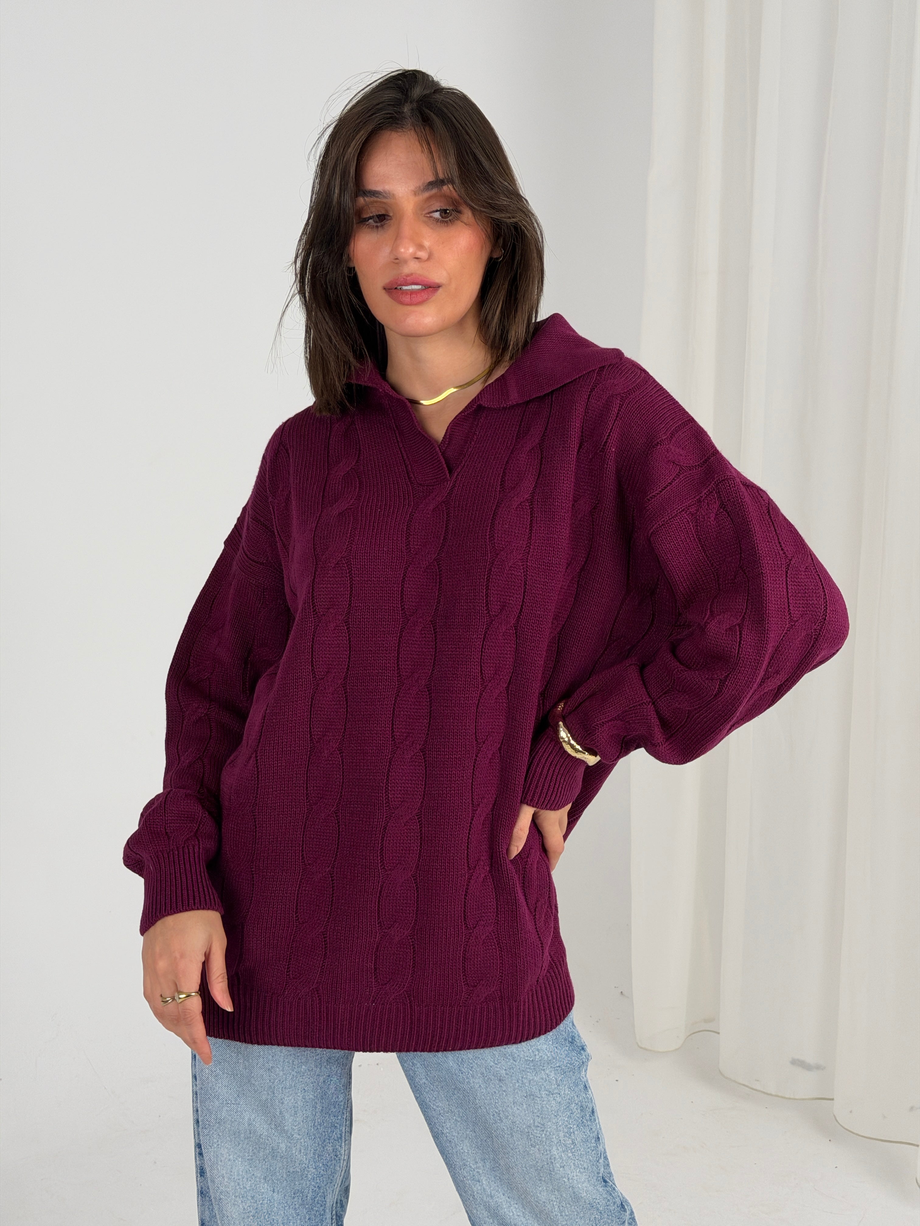 Self Love Cable Sweater - Raspberry 