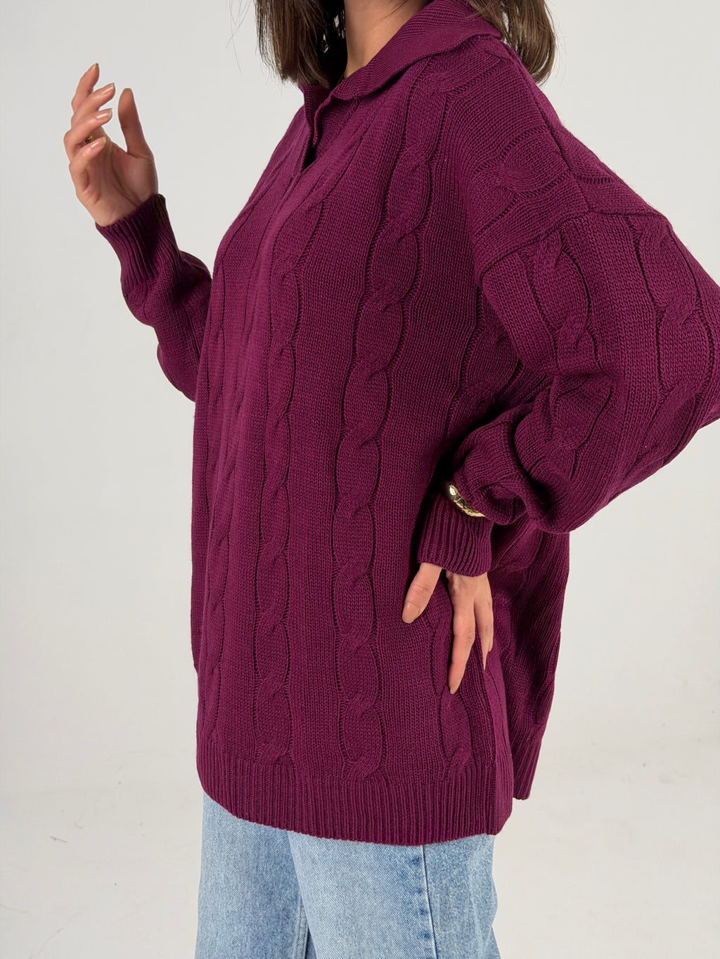 Self Love Cable Sweater - Raspberry 