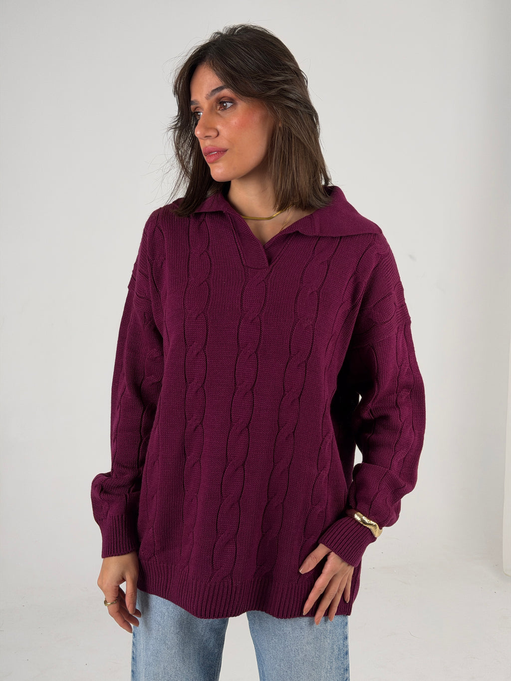 Self Love Cable Sweater - Raspberry 