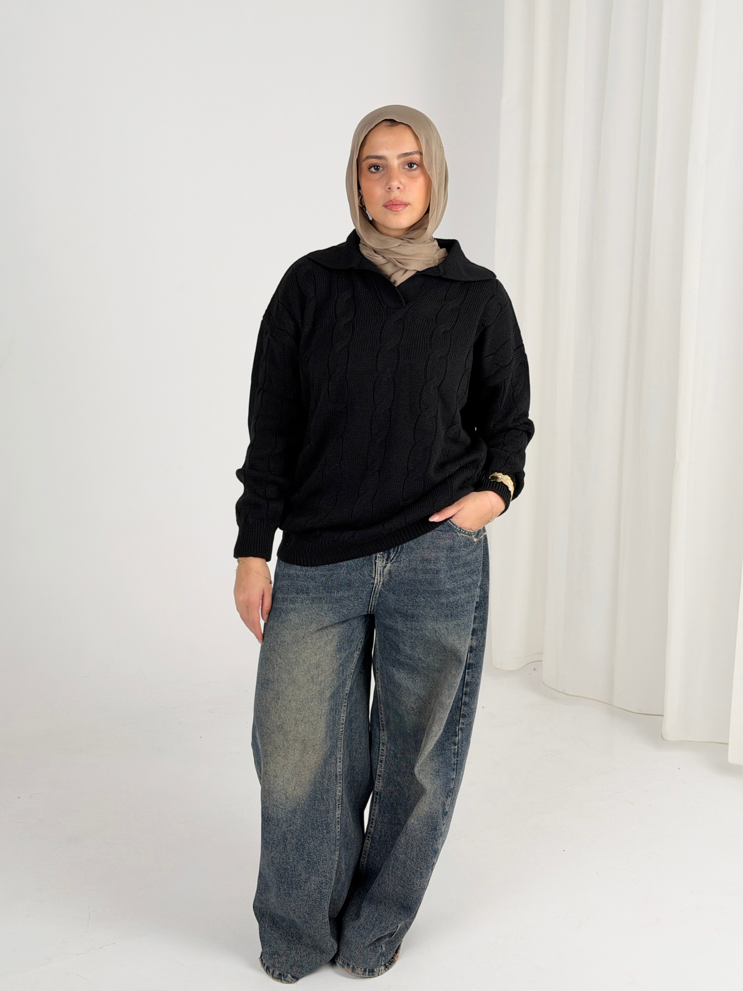 Self Love Cable Sweater - Black