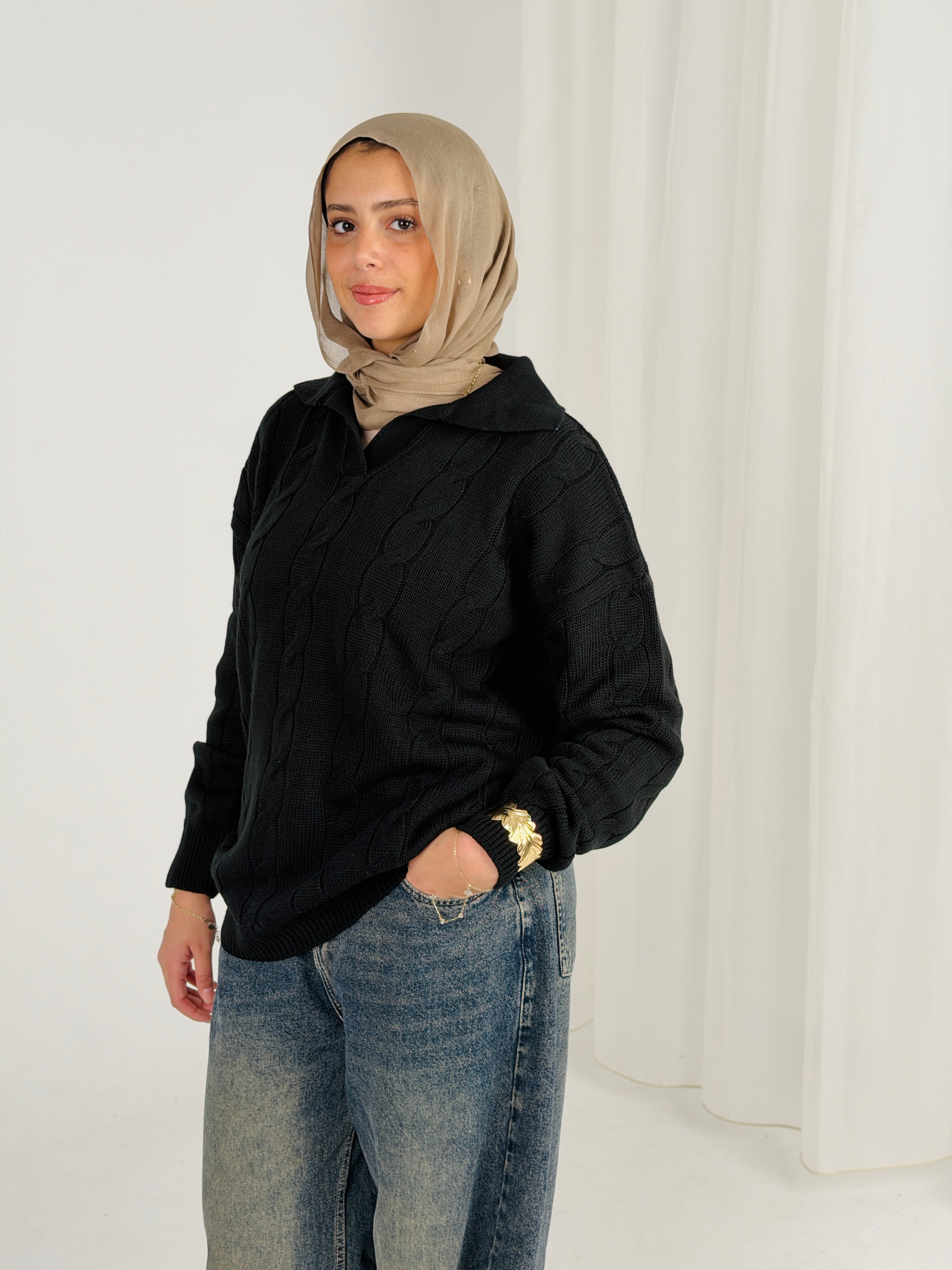 Self Love Cable Sweater - Black