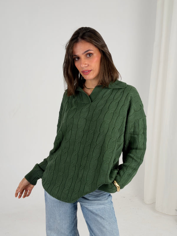 Self Love Cable Sweater - Emerald Green