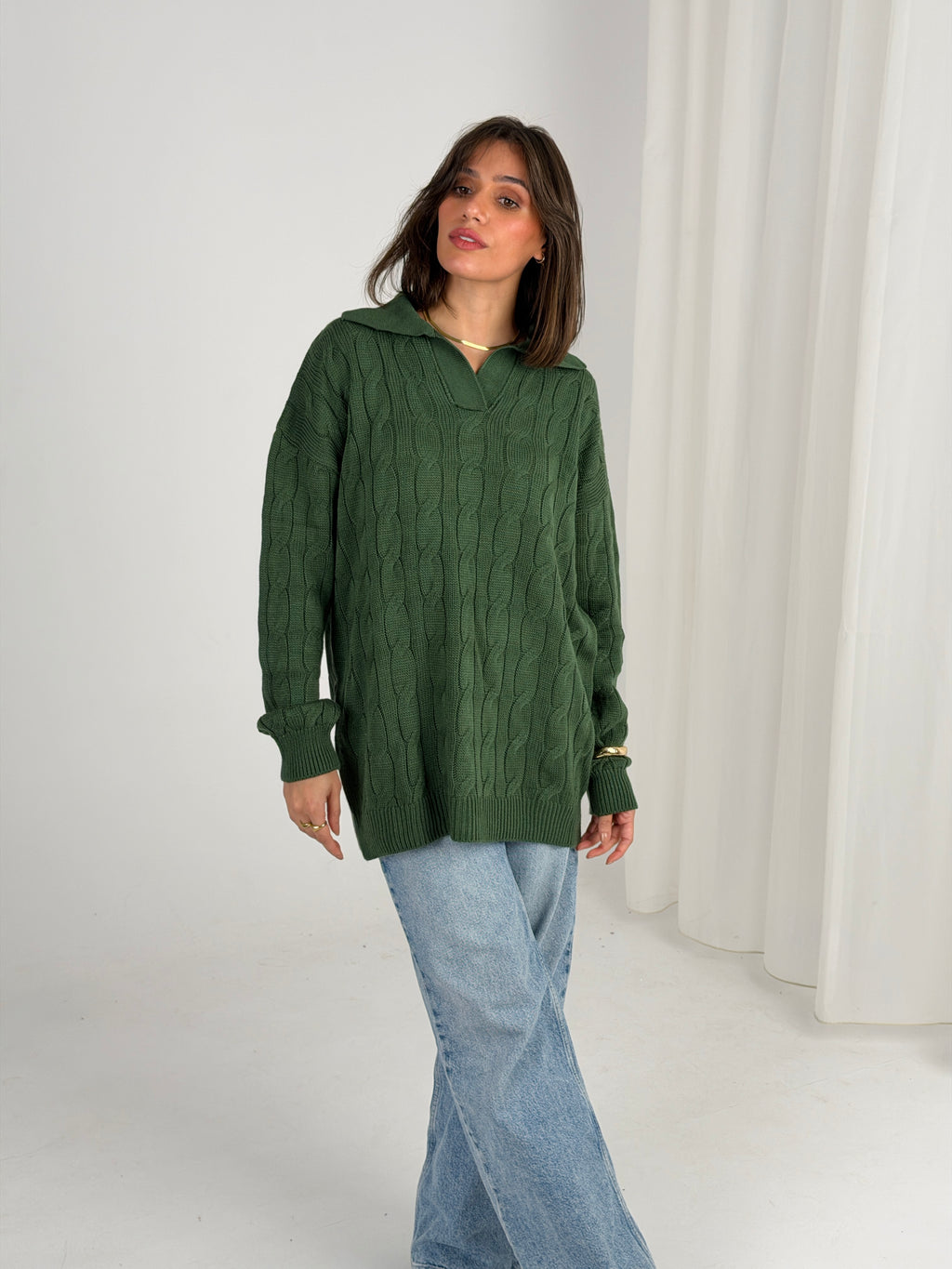 Self Love Cable Sweater - Emerald Green
