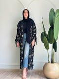 Golden Embroidered Kaftan In Black( item can’t be open , Refund or Exchange)