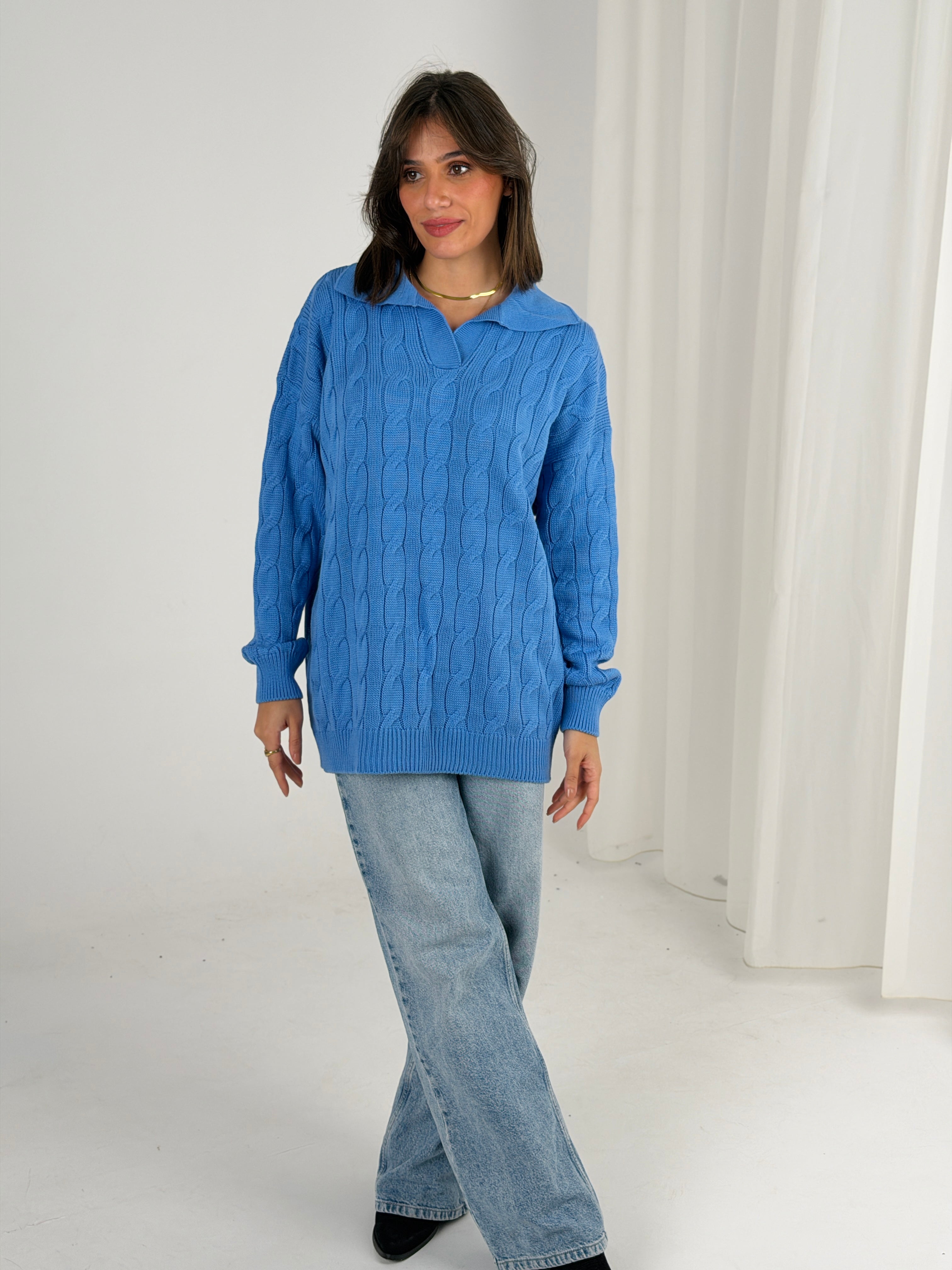 Self Love Cable Sweater - Blue