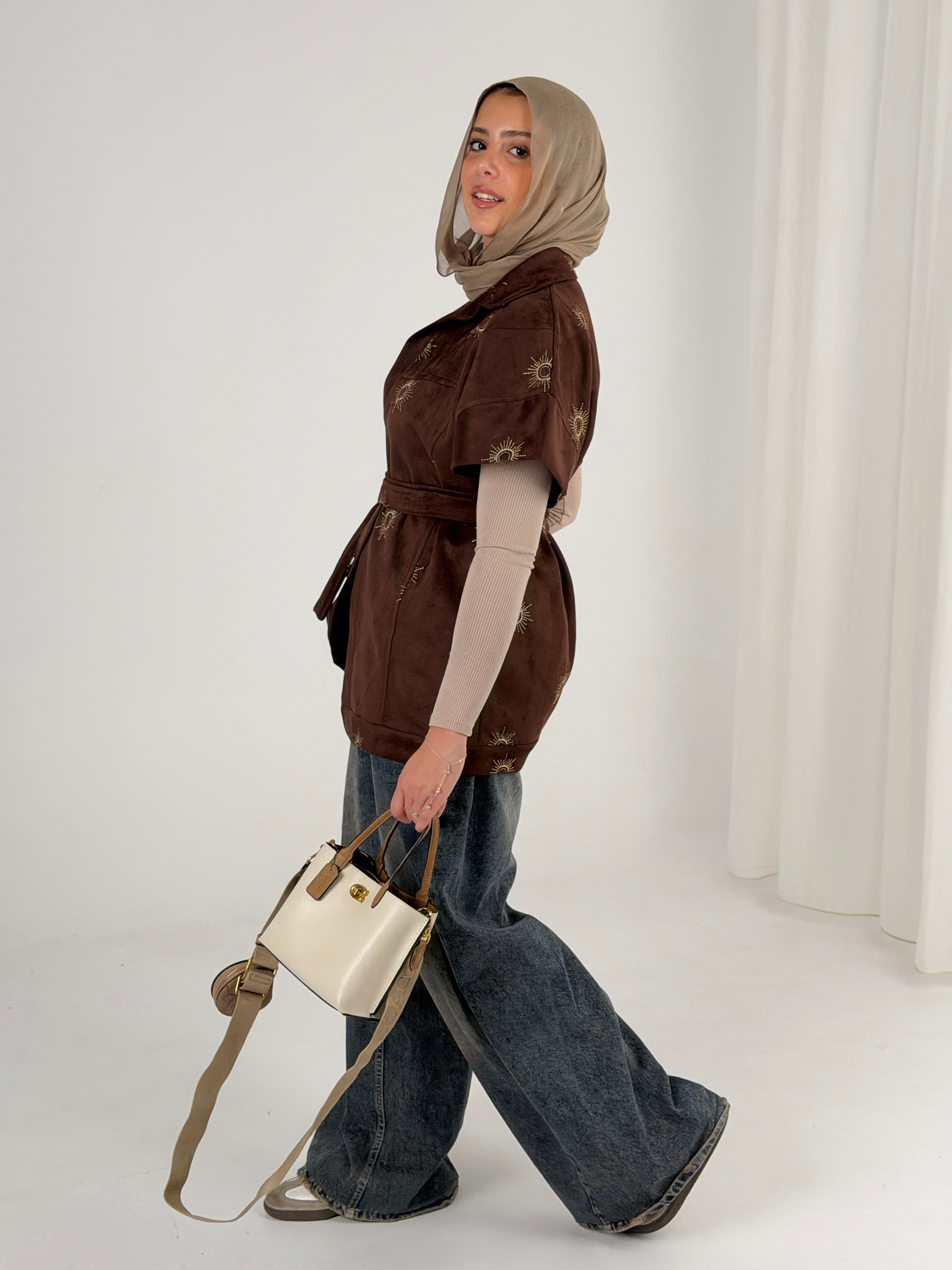 Royal Aton Embroidered Vest - Mocha