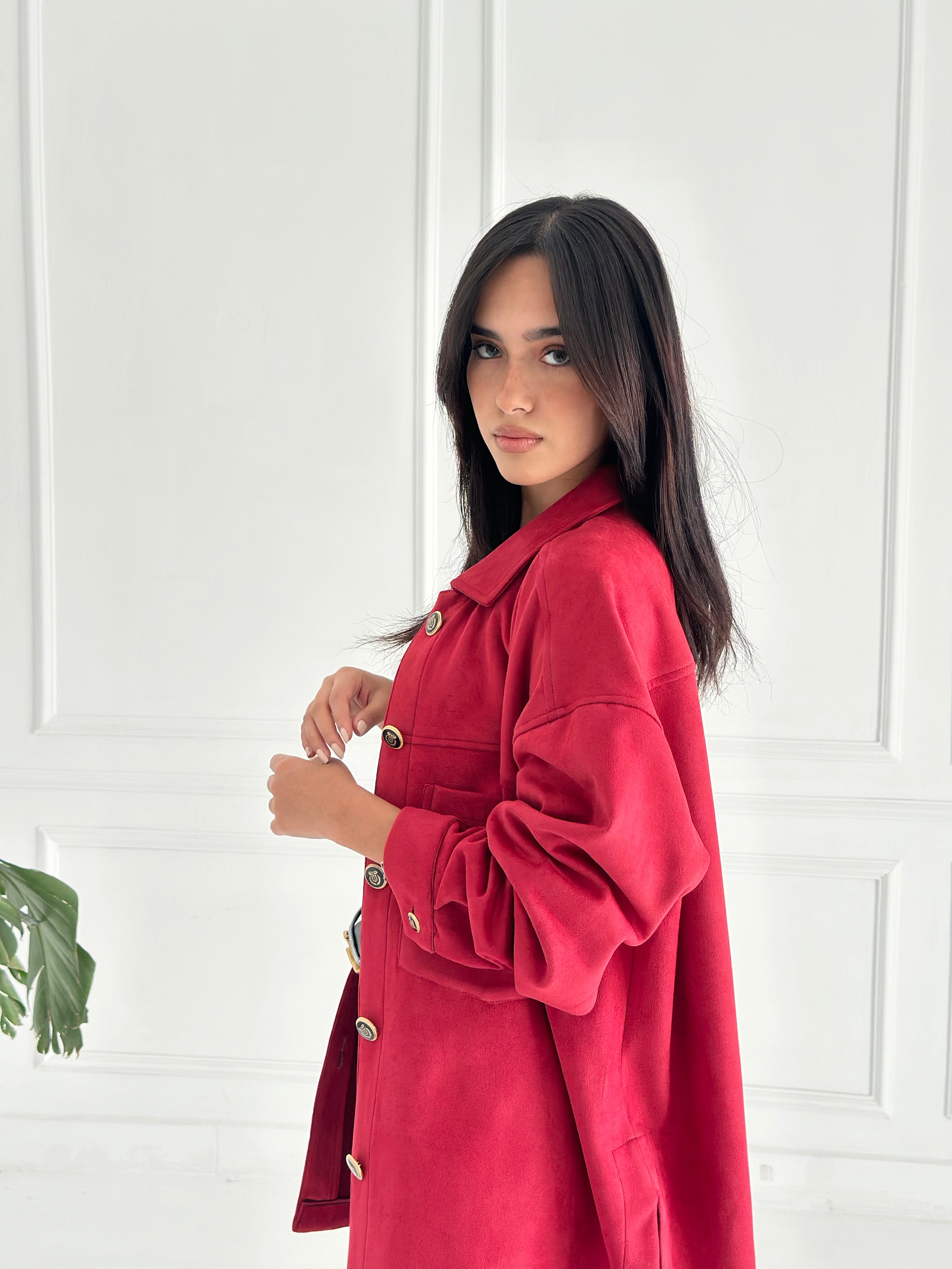 Suede jacket - Red ( Items on Sale Can’t be open , Refund or Exchange)