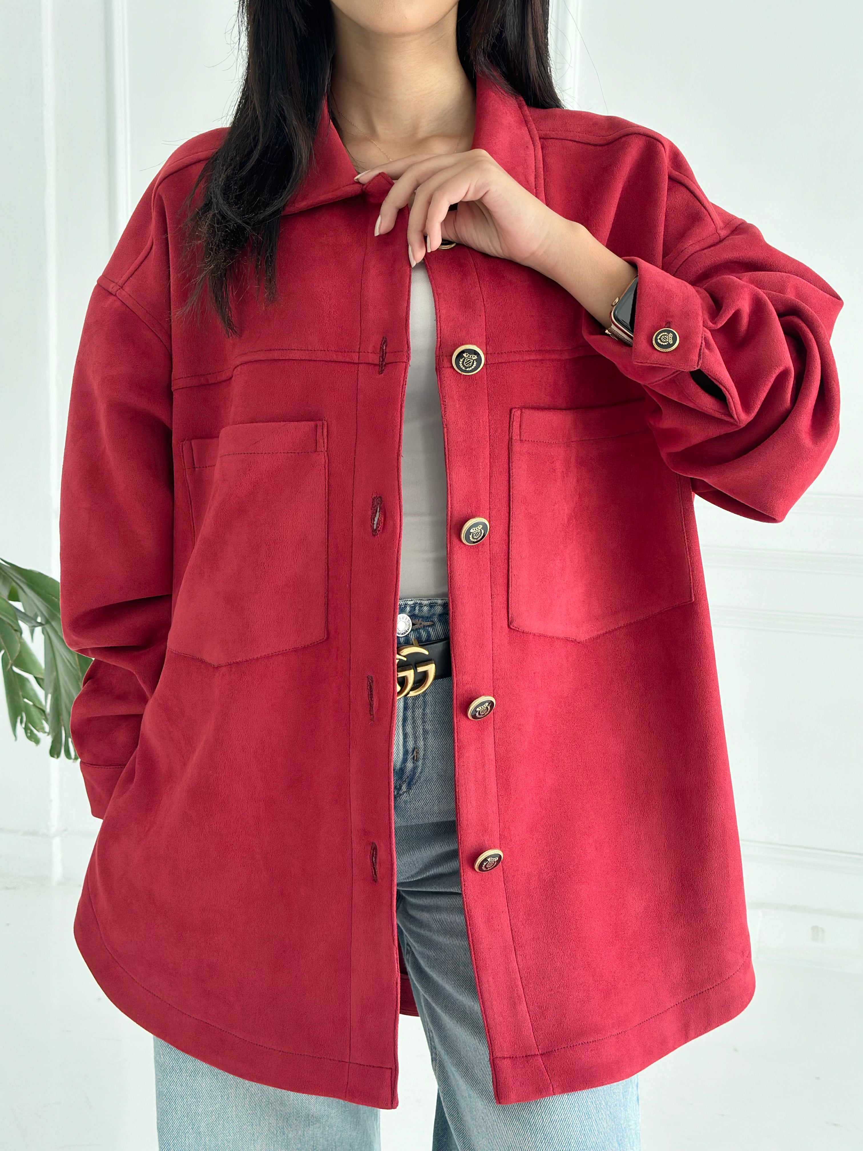 Suede jacket - Red ( Items on Sale Can’t be open , Refund or Exchange)