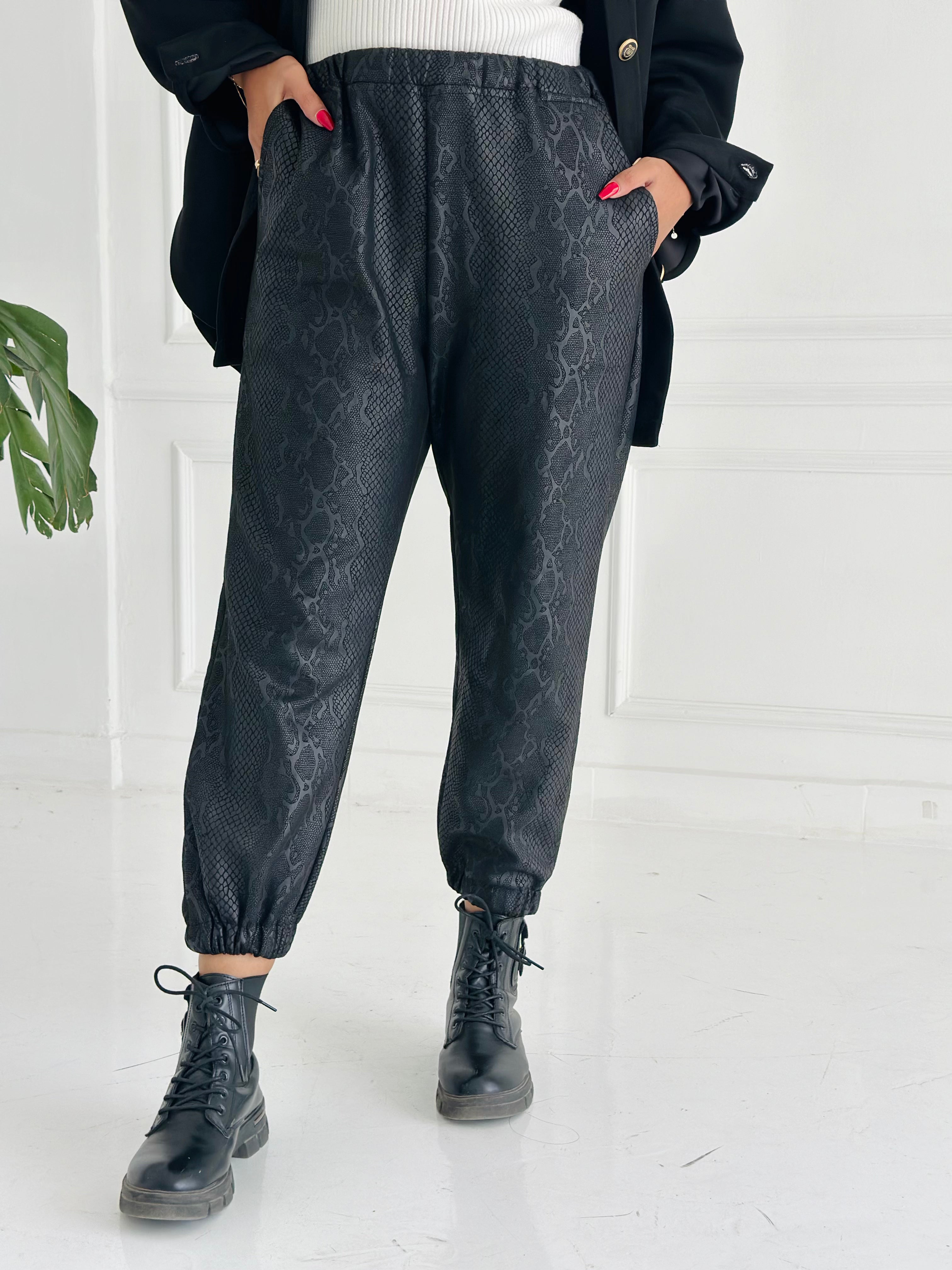 Black Snake Leather Pant