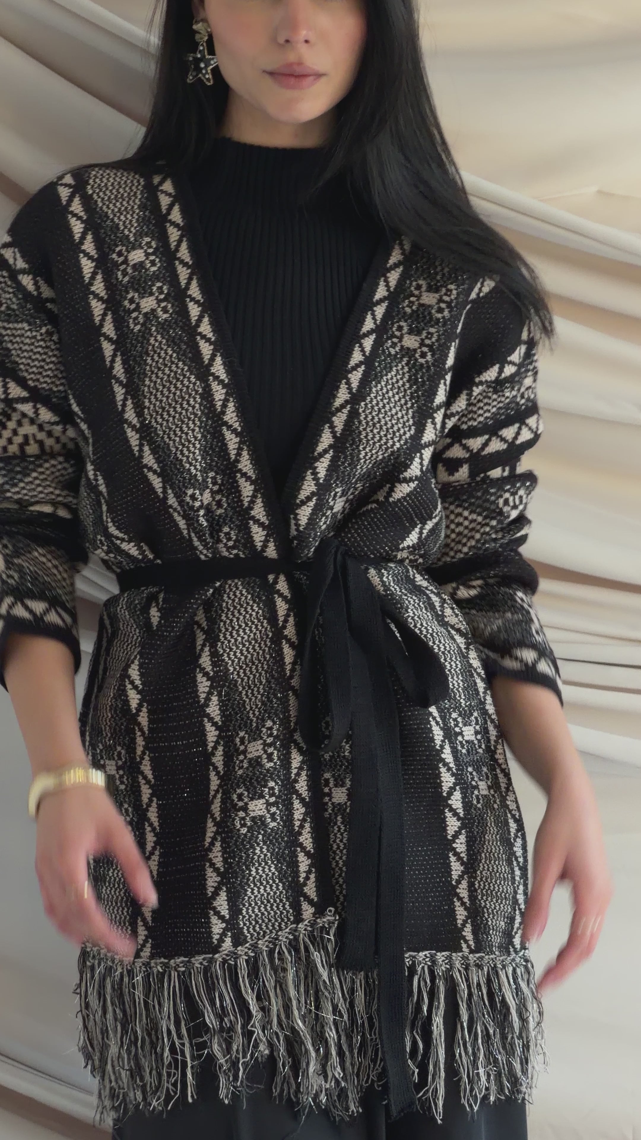 Metallic Boho Fringe Cardigan